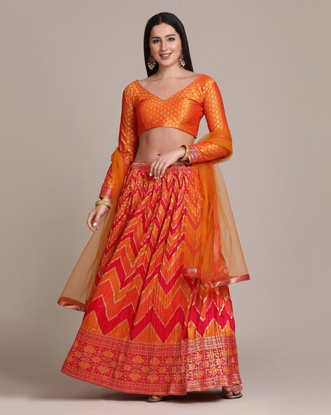 Pink Flared Lehenga Choli With Thread Embroidery Latest 2339LG03