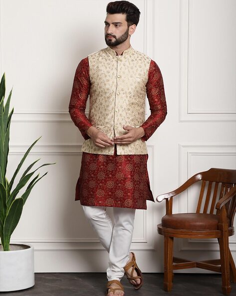 Buy Hangup Maroon Embroided Kurta Harem Set With Nehru Jacket for Men's  Online @ Tata CLiQ