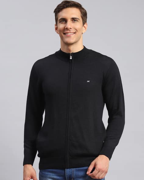 High-Neck Zip-Front Cardigan