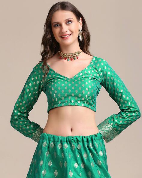 Bottle Green Organza Silk Lehenga – myRiti