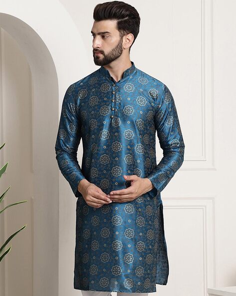 Sojanya Printed Mandarin-Collar Kurta