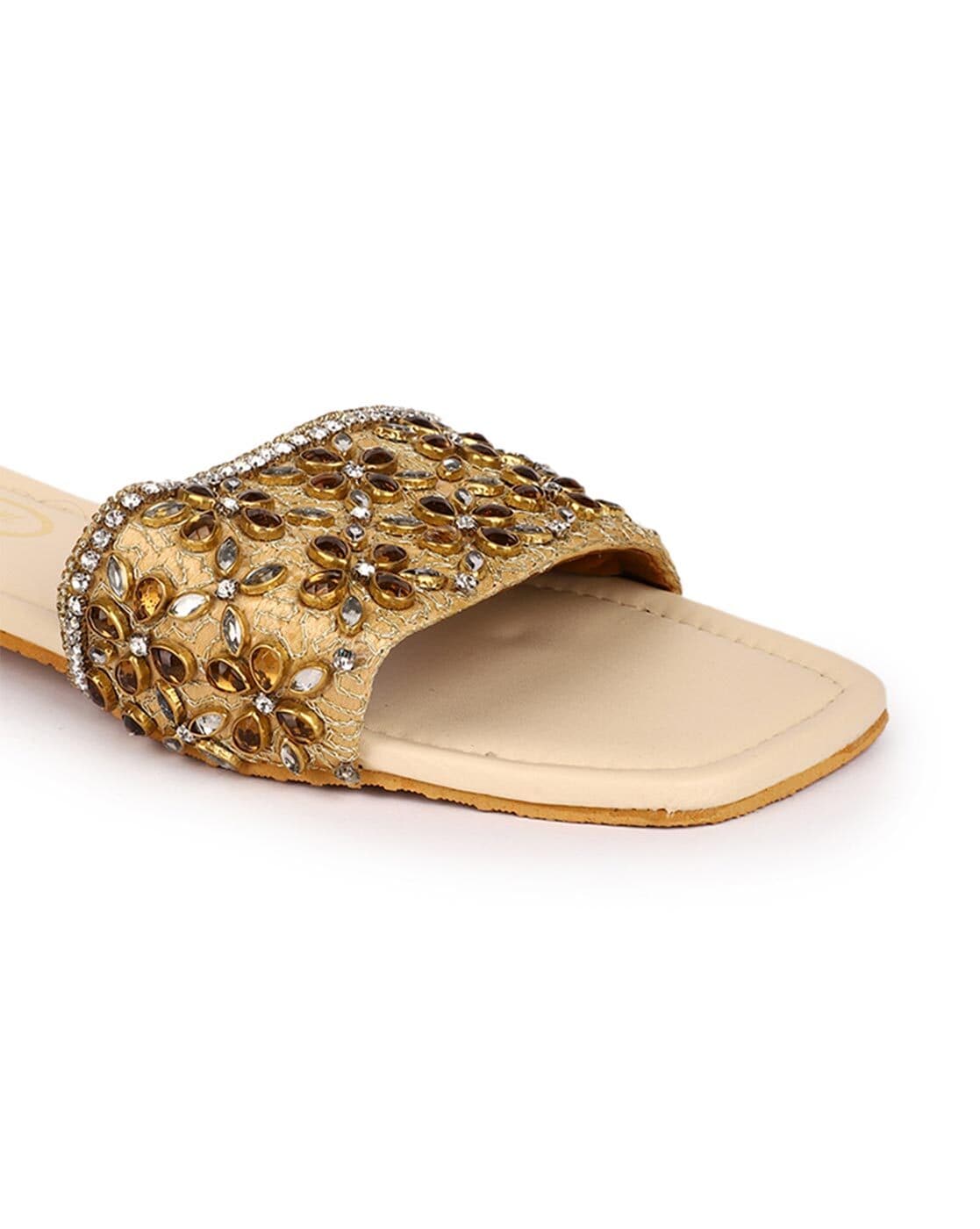 Buy Gold Flat Sandals for Women by APRATIM Online | Ajio.com