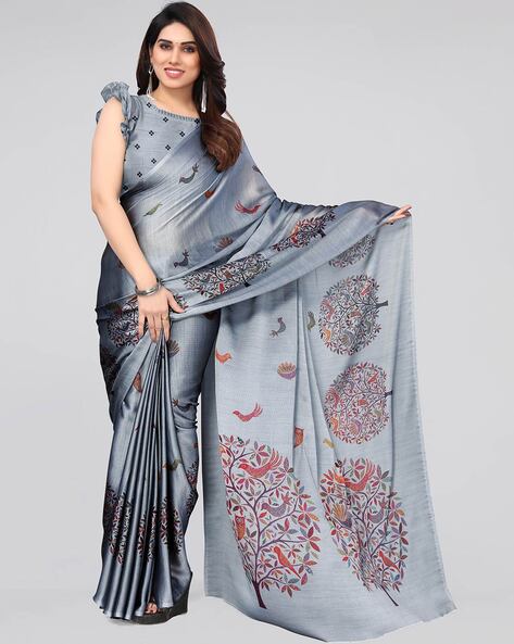 Banarasee Art Silk Saree With Bird Motif – InduBindu