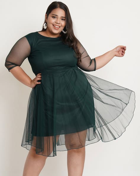 Fit Flare Round-Neck Dress