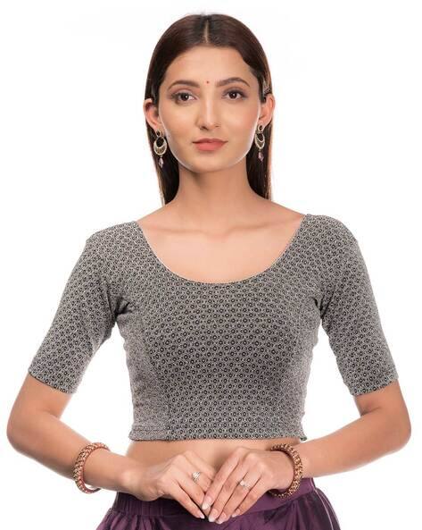 silver printed blouse