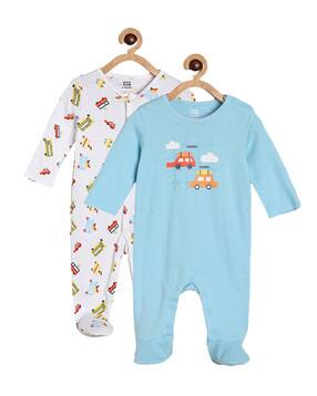 mini klub Pack of 2 Printed Round-Neck Sleepsuits-picture-34