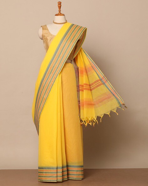 Buy Bong ButiQ Saree For Women Woven Tant Handloom Pure Cotton Saree (Yellow)  Online at Best Prices in India - JioMart.