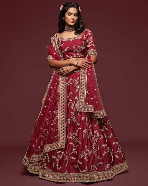 Buy infamiss Stitched Lehenga choli For Womens And Girls Soft Dola Silk  Fabric With Digital Print And Foil Work Maroon Color Chaniya Choli Set at  Amazon.in
