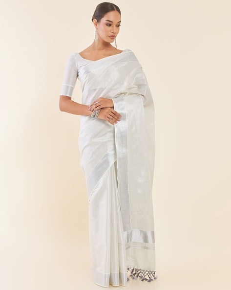 Kuthampully Premium Tissue Handloom Kasavu Saree with Kasavu Border and  Kuri – Keraloom