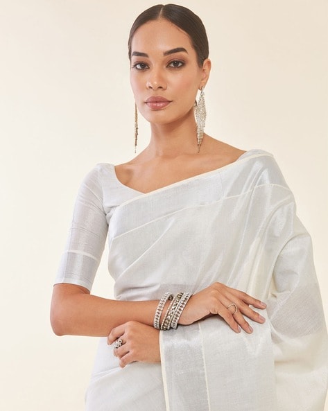 Buy Silver Tissue Silk Saree Online in USA with Embroidered Blouse – Pure  Elegance