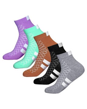 taboody empire Pack of 5 Women Geometric Print Ankle-Length Socks-picture-46