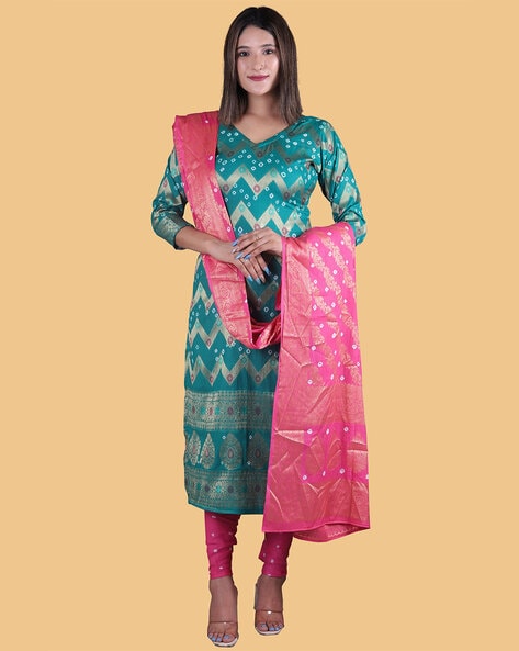 Printed 3-Piece Unstitched Dress Material Price in India