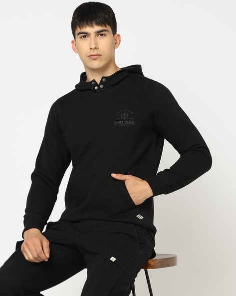 Slim fit cheap black hoodie mens