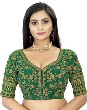 leela fashion women's clothing Embroidered Front Open Blouse with Tie-Up-picture-34