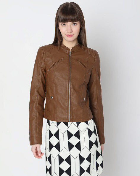 Ajio leather hot sale jackets womens