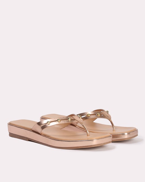 Rose gold bow flip on sale flops