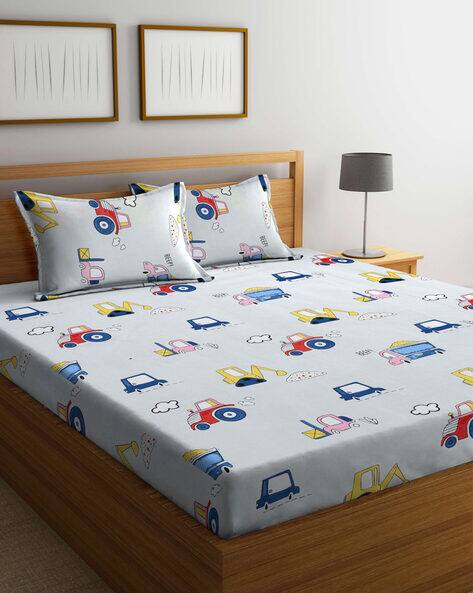 KLOTTHE 300 TC Printed Double Bedsheet with Pillow Covers