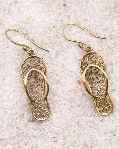 Studio One Love Gold-Plated Flip-Flops Drop Earrings