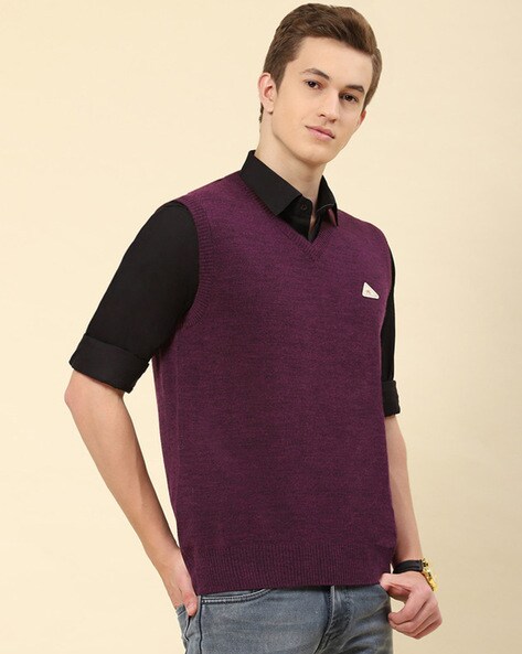 Mens purple 2024 sweater vest