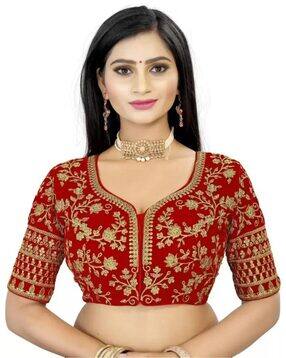 leela fashion women's clothing Embroidered Front Open Blouse with Tie-Up-picture-32