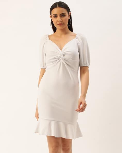 princess polly baby blue dress Rare London sweetheart neck puff sleeve dress in cream
