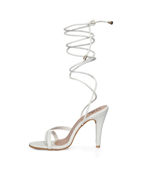 Buy Women's Lace Up Heeled Sandals Square Flip Flop High Heels Strappy  Slide Shoes Online at desertcartINDIA