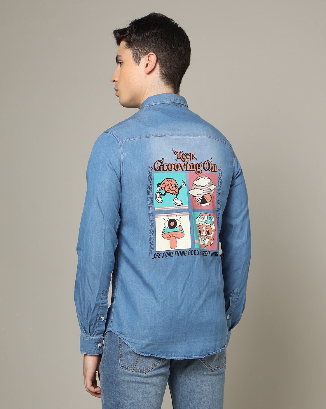 Buy Men's Planim Blue Denim Shirt Online | SNITCH