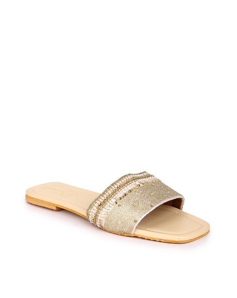 Buy Gold Flat Sandals for Women by MAX Online | Ajio.com