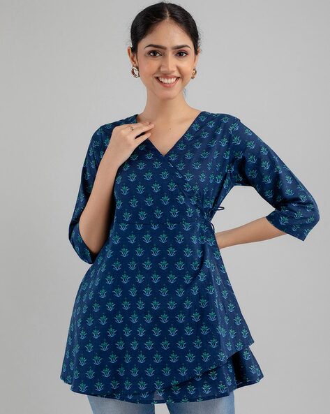 Lucknowi Chikankari Angrakha Style Short Kurti/ Gown With Matching Inner -  Etsy