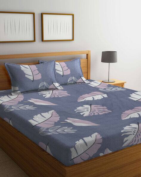 KLOTTHE 300 TC Floral Print Double Bedsheet with Pillow Covers