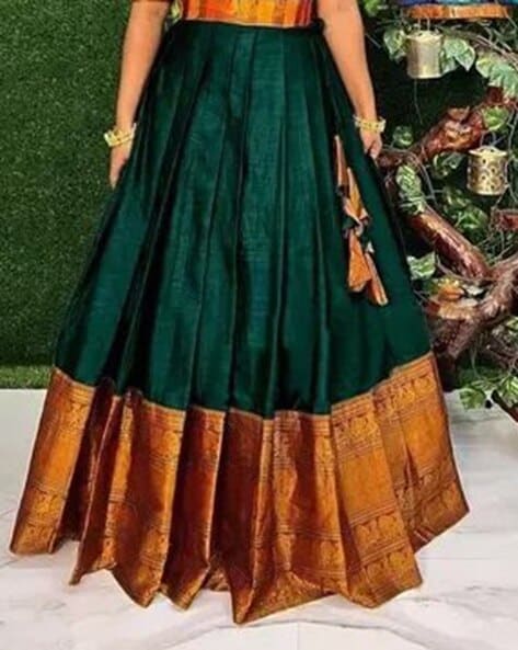 Festive, Navratri, Traditional Green color Rayon fabric Lehenga : 1892017