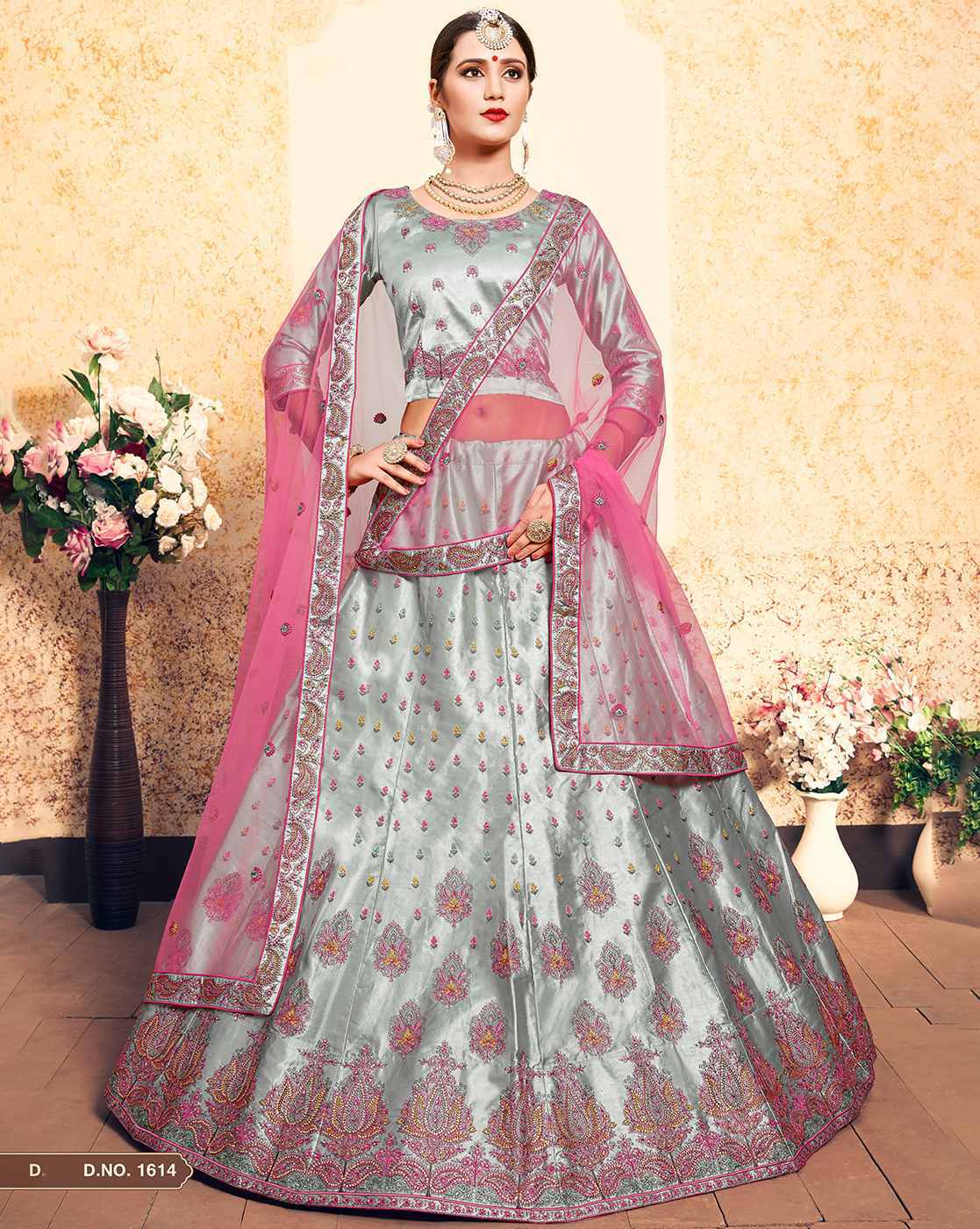 Buy Grey Lehenga , Blouse And Dupatta by VARUN CHAKKILAM at Ogaan Online  Shopping Site