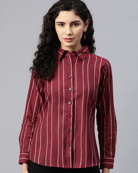 maroon striped shirt womens