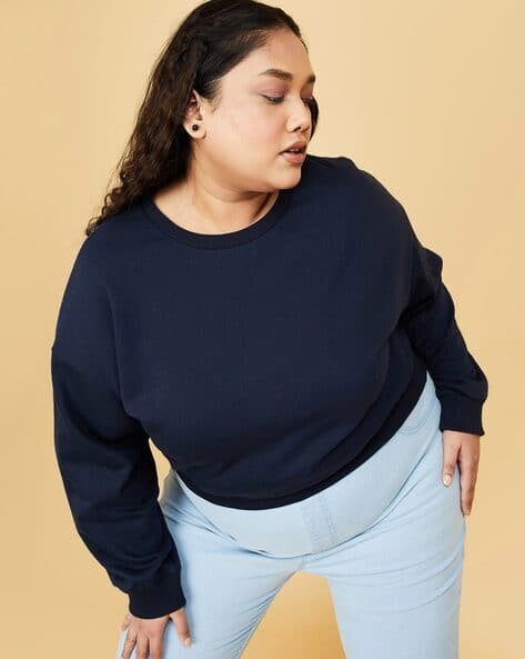 grey womens plus size crew neck sweatshirts