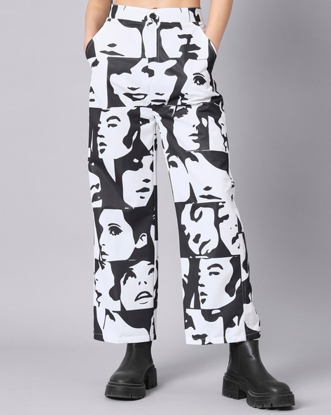 Buy Women's Black Print Trousers Online