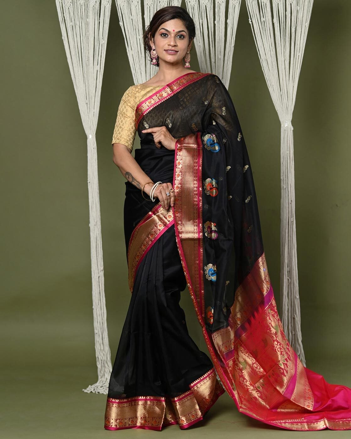 Buy Pink Sarees for Women by WILORI Online | Ajio.com