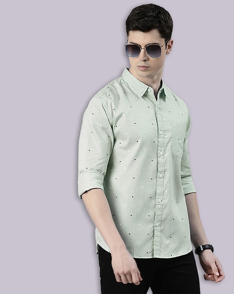 Men Micro Print Slim Fit Shirt