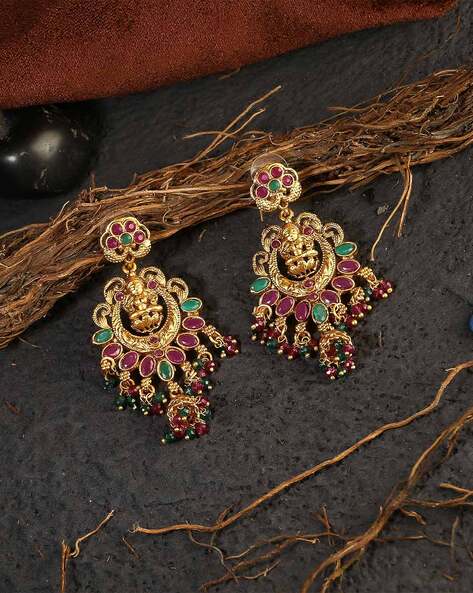 Matte finish Gold cluster Lakshmi earrings dj-37073 – dreamjwell