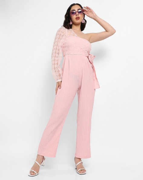 Off shoulder store pink jumpsuit