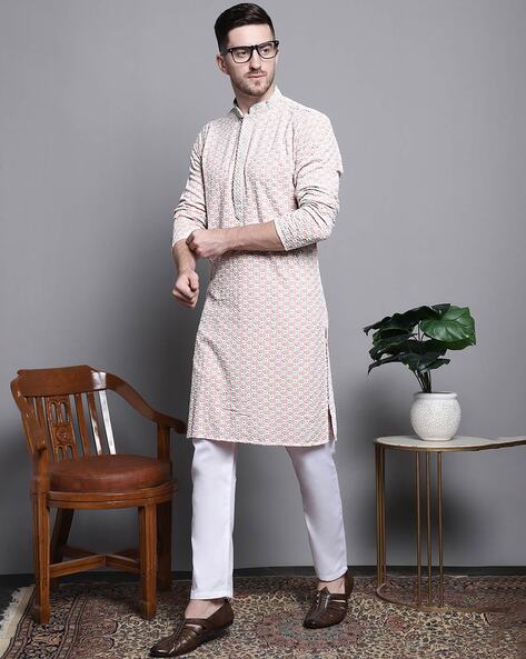 Embroidered Long Kurta Pyjama Set