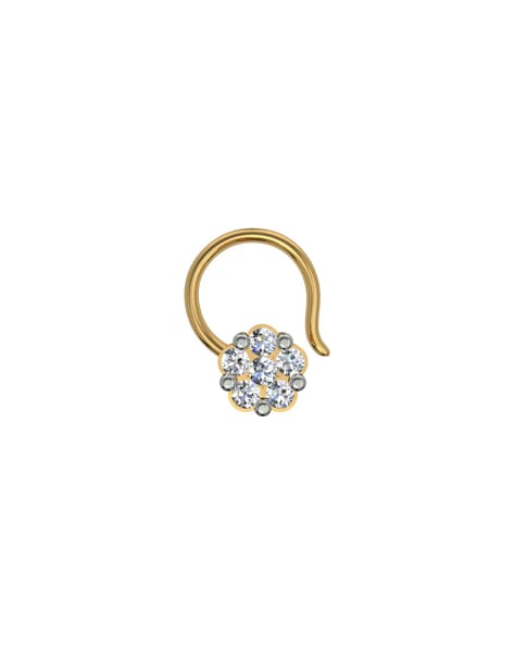 Shop 18 KT Gold & Diamond Snowflake Nose Pin | STAC Fine Jewellery