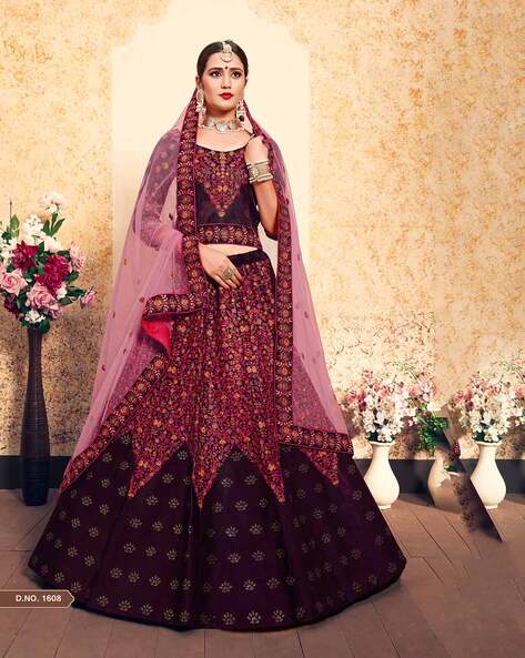 Embroidered Net Lehenga in Dusty Pink | Designer lehenga choli, Indian  wedding dress, Indian wedding lehenga