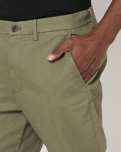 Straight Fit Flat Front Chinos