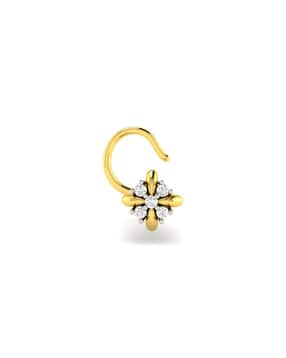 Yellow Gold Diamond-Studded Aditi Nose Pin-image-37