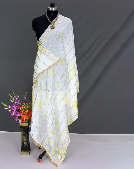 Dupatta with Contrast Lace Border Price in India