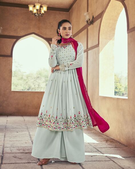 Knee length hot sale anarkali suit