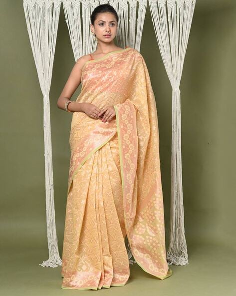 Buy Latte Beige Chanderi Banarasi Saree online-Karagiri – Karagiri Global