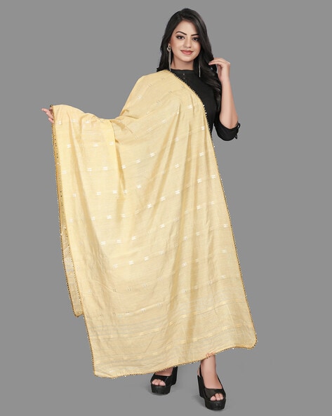 Striped Embellished Dupatta Price in India
