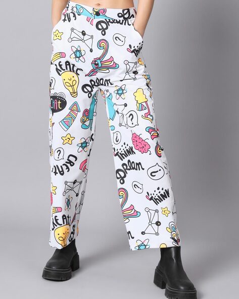 Shop Looney Tunes Print Wide Leg Pants Online