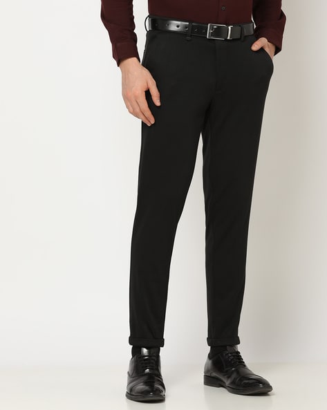 Threadbare Luxe Men's Black Formal Drawstring Seam Detail Tailored Trousers